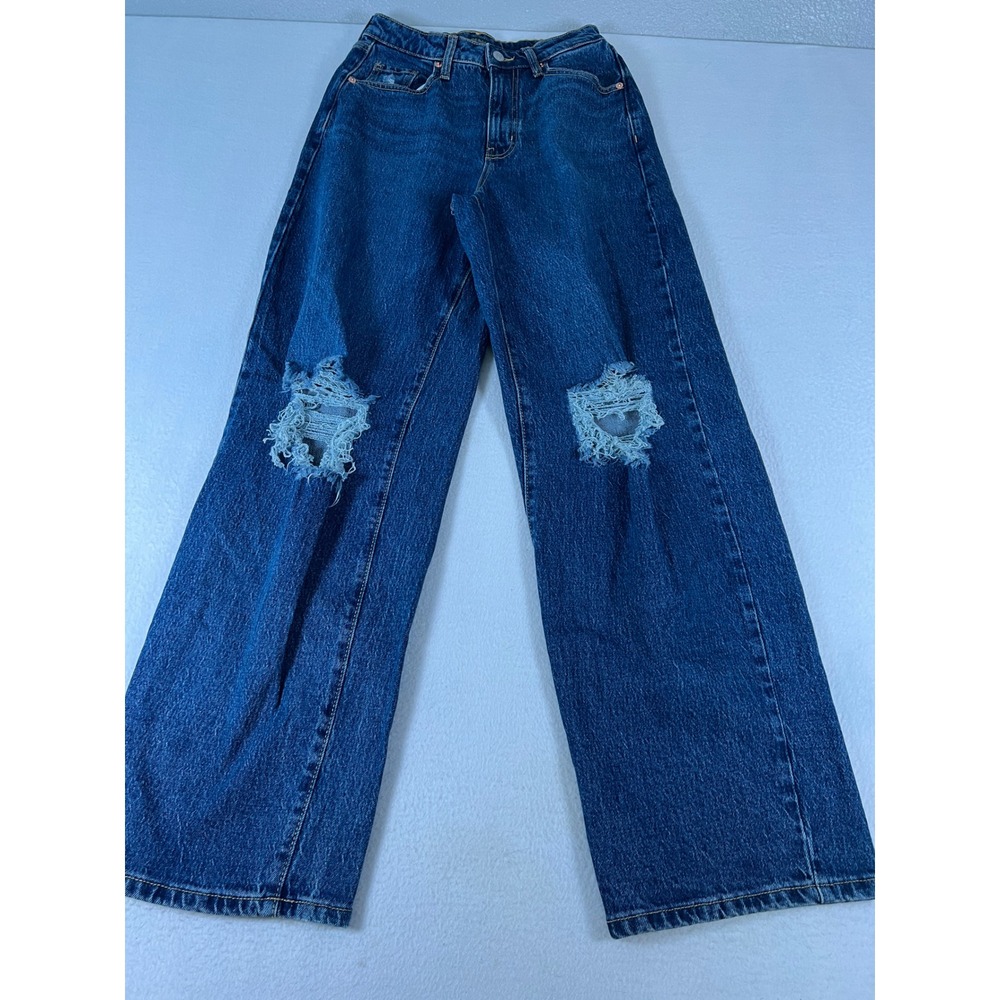 Wild Fable Baggy Jeans Womens 2/26R Blue Excellent Distressed Super High-Rise